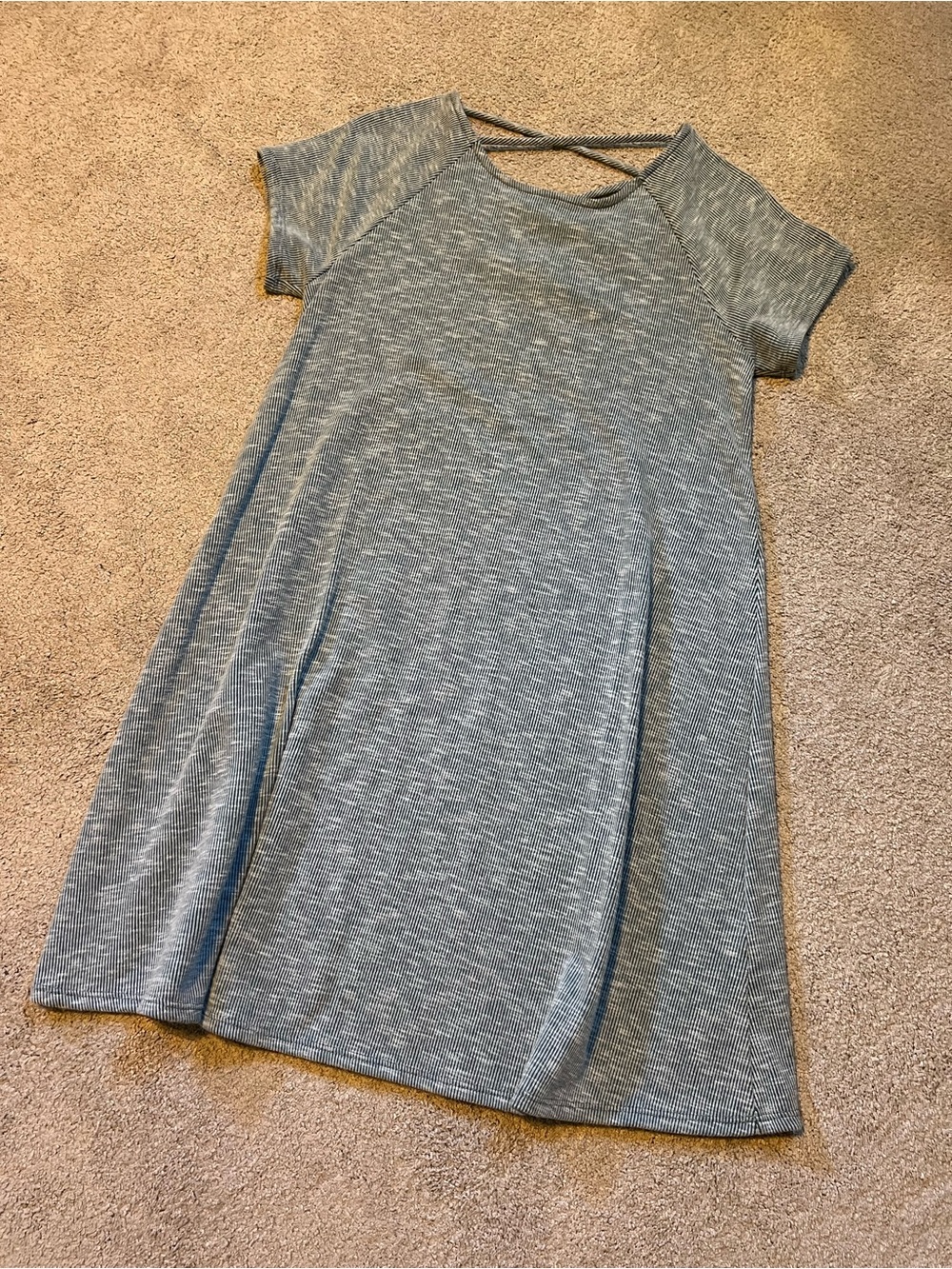 Short Sleeve Swing Tunic T-shirt dress with Crisscross Back